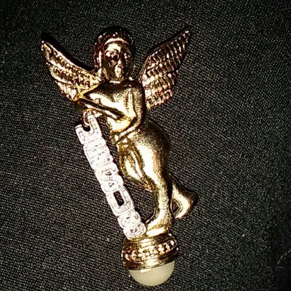 Gold guardian angel broach with a pearl - Picture 3 of 4
